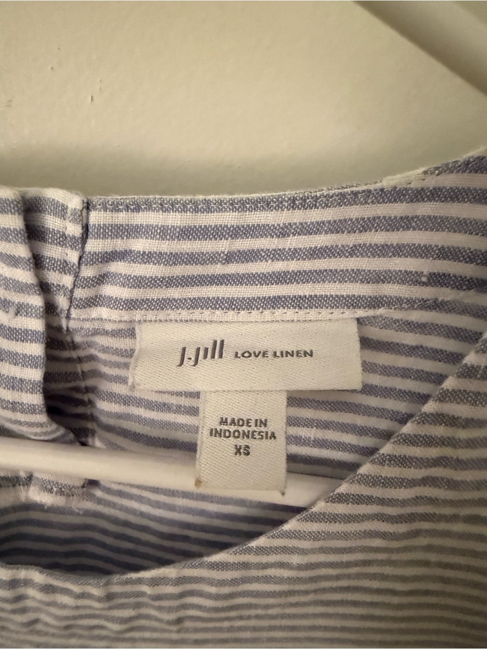 J. Jill Light Blue and White Striped Sleeveless linen dress with Coral Border XS - Picture 5 of 5